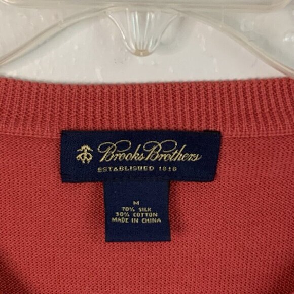 Brooks Brothers Sweater Mens Medium Silk Cotton Blend V-Neck Pullover Soft - Picture 2 of 9